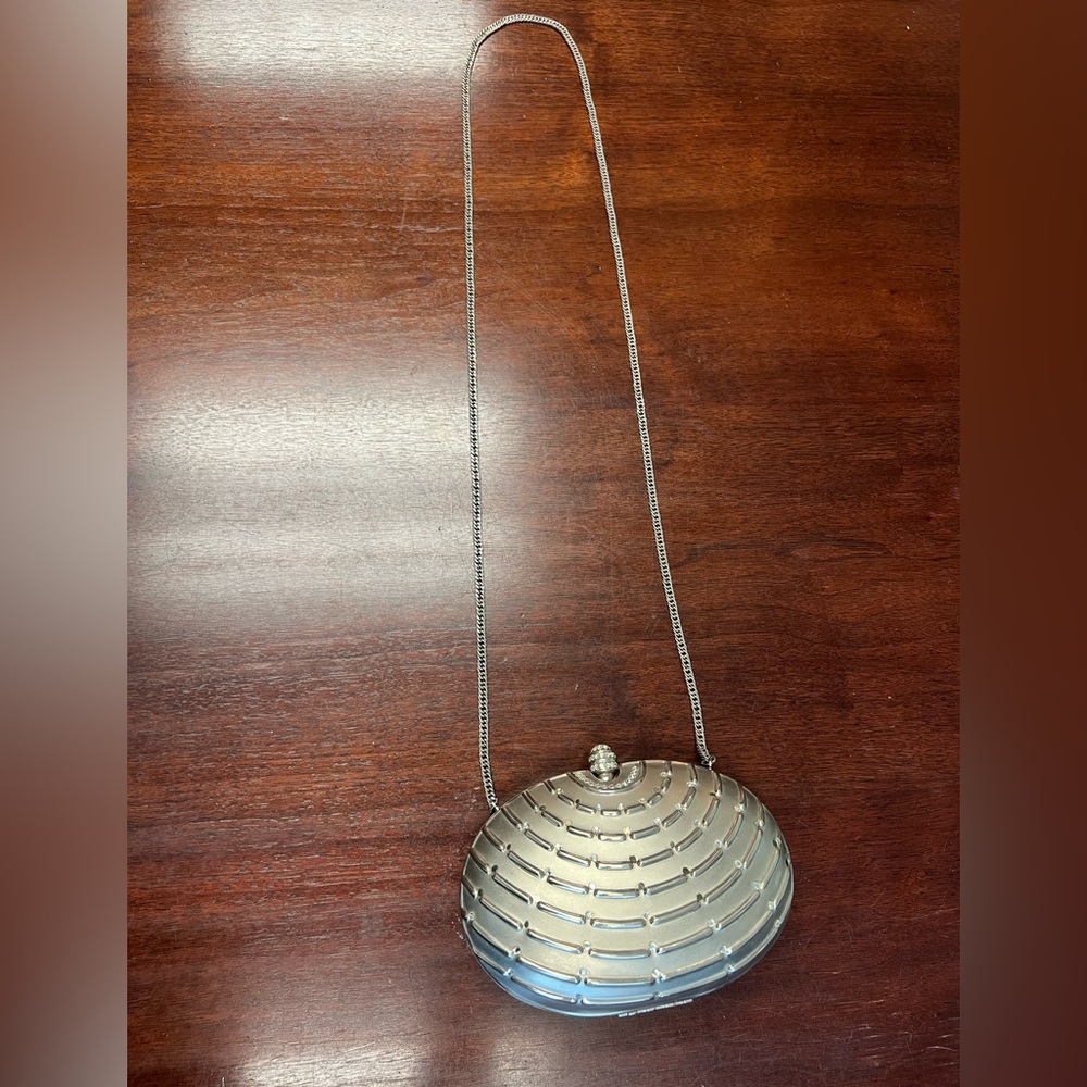 Vintage Cache metal clamshell shoulder bag or clutch
